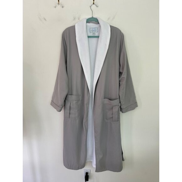 Majestic International Mens Robe Gray Size Small Medium Terry Wrap Belt Pockets - Picture 14 of 16
